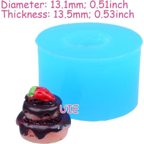 GYL074U 13.1mm Strawberry Chocolate Cake Silicone Mold Fondant Cake Decoration Candy Resin Clay Earrings Necklace Craft Soap