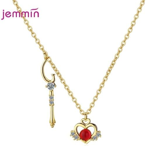 Ins Fashion 925 Sterling Silver Sweet Heart Necklace & Pendant For Women Golden Christmas Party Dangle Jewelry Accessories Gift