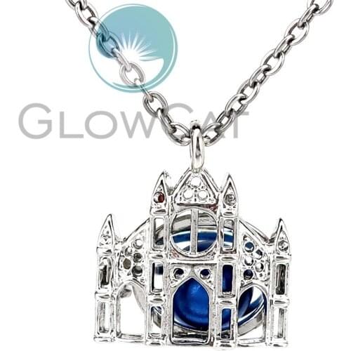 KK1233 Copper Castle Beads Cage Locket Pendant Perfume Diffuser Pearl Cage Necklace