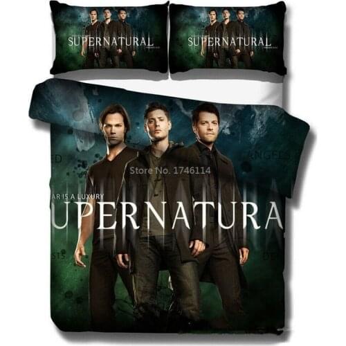 Supernatural TV Series Printing Bedding Set Duvet Cover Pillowcases Comfortable Bed Linens Bedclothes Twin Full Queen King Size