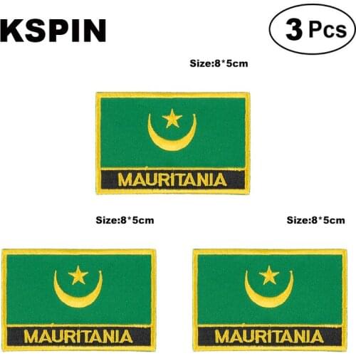 Mauritania Rectangular Shape Flag patches embroidered flag patches national flag patches for clothing DIY Decoration