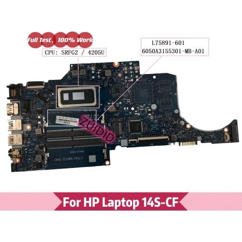 L75891-601 6050A3155301-MB-A01 laptop Motherboard For HP Laptop 14S-CF 14-CF TPN-I130 L75891-001 with 4205U DDR4 100% tested ok