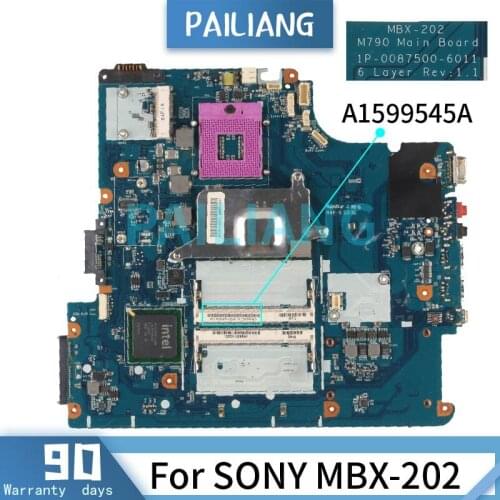 Mainboard For SONY MBX-202 GL40 Laptop motherboard A1599545A DDR2 1P-0087500-6011 6 Layer Rev:1.1 Tested OK