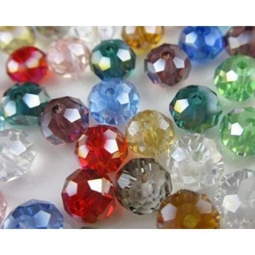 Hr43lor 10mm 200pcs/lot black white Mixed Glass Faceted Rondelle Beads spacer bead Colored loose for necklace crystal