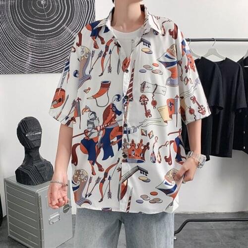 Men Shirt Short Sleeve Restore Ancient Ways To Ruffian Handsome Summer Design Feeling Small Public Flower Surprise Price
