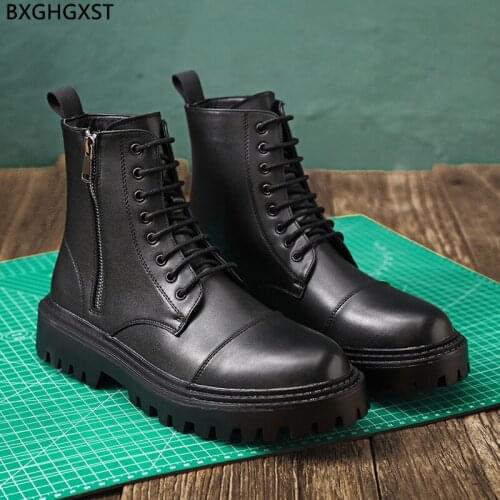 Motorcycle Boots for Man 2021 Military Boots for Men Male Luxury Designer Shoes Men Martin Boots Men Leather Casual Shoes Man