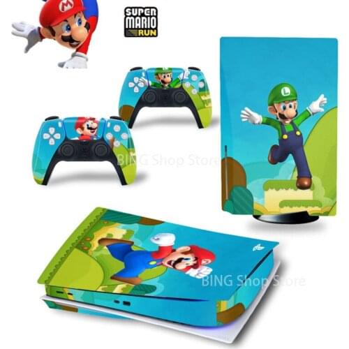 Super Mario Anime for PlayStation 5 PS5 Console Disc Edition Controller Dust Protection Sticker PVC Skin Decal Game Accessories