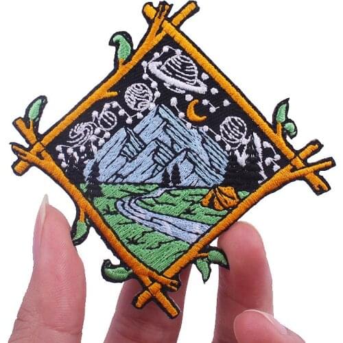 Pulaqi Space Mountain Pacthes For Clothes Adventure Stickers Outdoor Travel Patches On Clothes Embriodery Iron On Patch Stripes