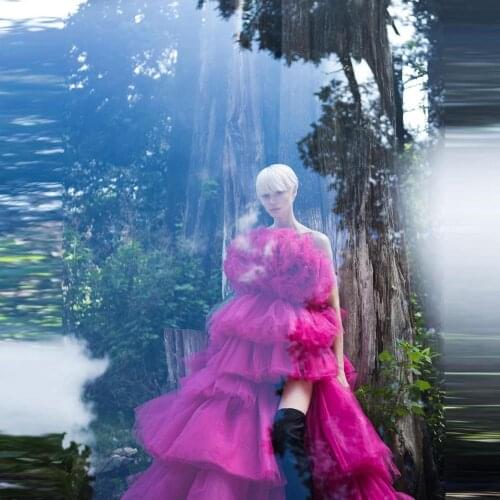 Extra Puffy Tulle Dresses Strapless Sexy Hi Low Women Plus Size Designer Tulle Dress Party Formal Tulle Dressing Gowns 2021