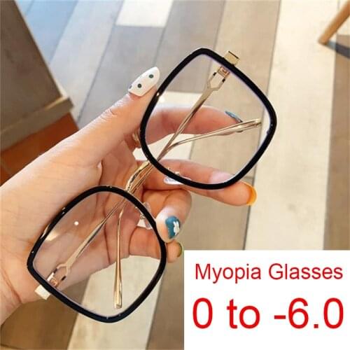 Anti Blue Light Blocking Square Frame Myopia Glasses Clear Lens Computer Eyeglasses Fashion UV400 Big Diopter Glasses -1.0 to -6