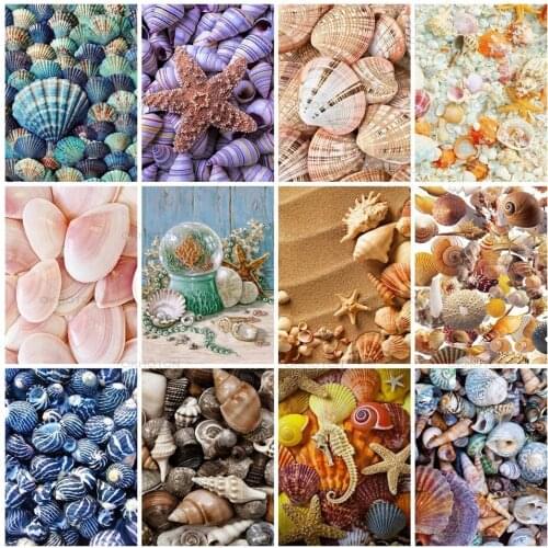 OKHOTCN Shell Fish 5D Diy Diamond Embroidery Craft Kit Decal Modern Home Decor Diamond Painting Diamond Mosaic Wall Art Posters