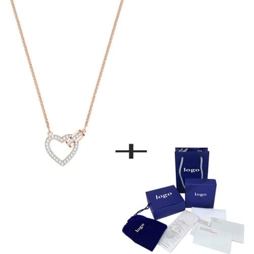 SWA Elegant New Cute Heart-shaped Clavicle Necklace Fashion Simple Ms. Jewelry Valentines Day Send Girlfriend Gift