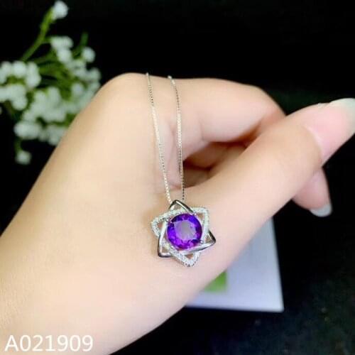 KJJEAXCMY boutique jewelry 925 sterling silver inlaid Amethyst necklace Womens pendant popular exquisite