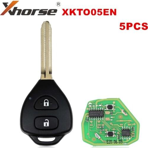 5PCS/LOT XHORSE XKTO05EN Wired Universal Remote Key for Toyota Style Flat 2 Buttons for VVDI VVDI2 Key Tool English Version