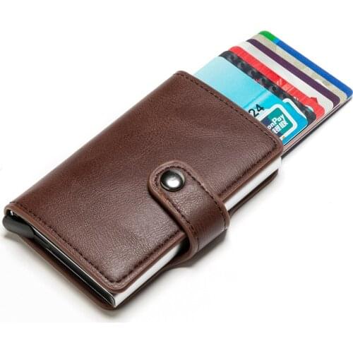 Rfid Wallet Leather Women Wallet Credit Card Holder Card Case Slim Wallet Card Holder Metal Money Bag Anti Theft Wallet