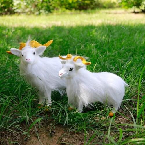 Handmade Lifelike Plush Goat Sheep Figurines Miniatures Home Outdoor Garden Decoration Craft Ornaments Child Gift Toys