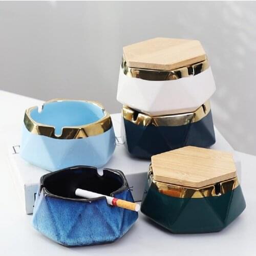 Nordic light luxury painted golden ceramic ashtray home living room creative coffee table decoration ornaments