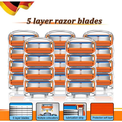 Shaving Razor Blades Cassette Suitable for Gillette Fusion 5 Safety Manual Shave Machines for Men Shaving with Replaceable Blade