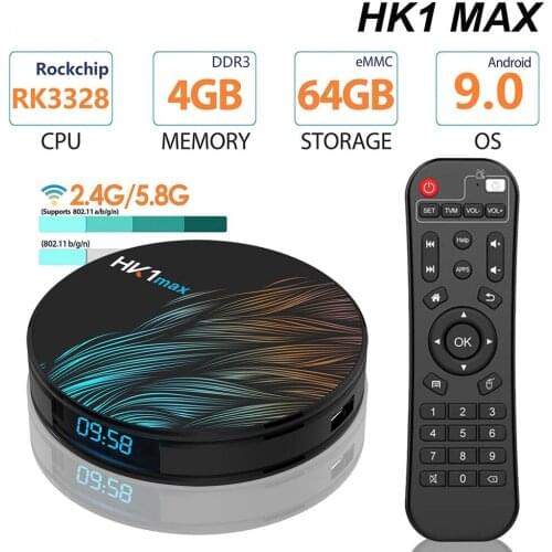 HK1 MAX 2.4G/5G Wifi RK3318 Quad-Core Mini Smart TV Box Android 9.0 BT4.0 Set Top Box Media Player 4G 32G 64G 128G Google Player
