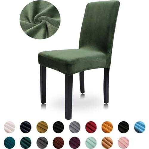 Solid Color Velvet Thicken Elastic Dining Room Chair Covers Housse Chaise De Bar Chair Cover Seat Case For Wedding Hotel Banquet