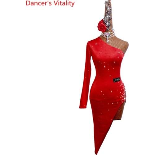 Latin Dance Competition Clothing Female Adult High-End Custom Sexy Hollow Chacha Dance Skirt Professional Competition Dance Wear