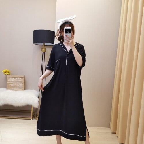 200kg plus size plus fat ladies summer short-sleeved loose nightdress womens home pajamas