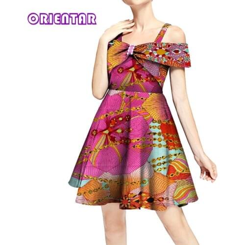 Women African Dress Summer Off Shoulder Dress Dashiki African Wax Print Ankara Short Dress Traditional Africa Clothing WY8423
