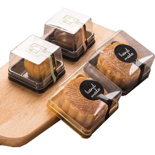 100pcs Plastic transparent sugar box Egg yolk crisp moon cake blister box Party Pack sugar box