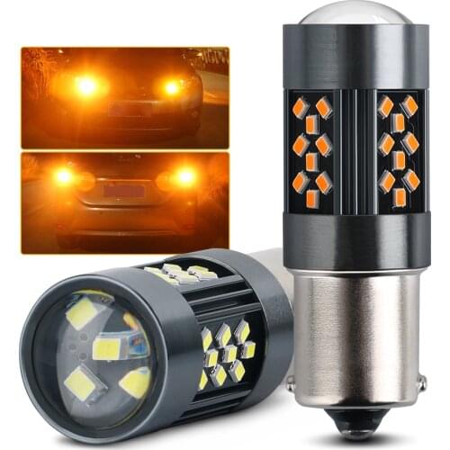 2pc Super Bright S25 1156 BA15S 1157 BAY15D 12V Amber White T20 7443 W21/5W P21/5 For Auto Turn Signal Brake Car LED Lights Bulb