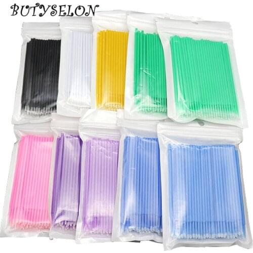 200pcs Micro Brushes cotton swab Eyelash Extension Disposable Eye Lash Glue Cleaning Brushes Free Applicator Sticks Makeup Tools
