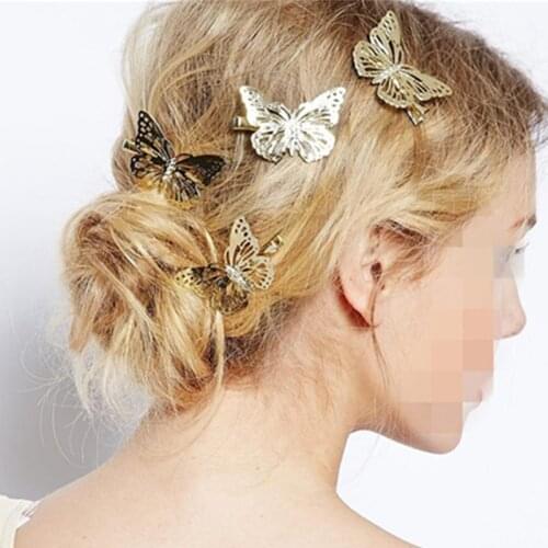 2019 Amazing Coming Gold Butterfly Hair Hair Accessories Clip Headband Hair Head Decoration Wedding Jewelry