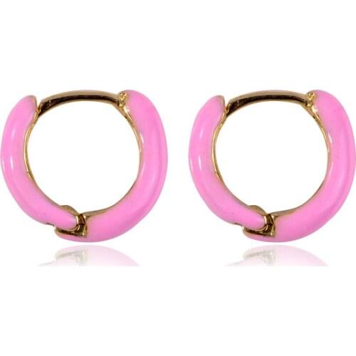 Simple Geometric Round Copper Dripping oil Clip On Earrings for Women