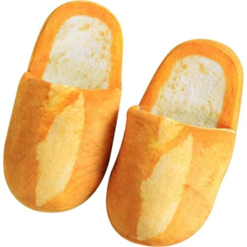 2021 Home Indoor Warm Couples Slipper Flats Shoes Simulation Bread Slippers Soft Non-Slip Plush Cotton Slippers Zapatos De Mujer