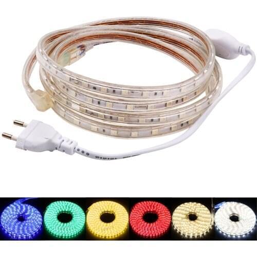 220V LED Strip Light 5050 Waterproof 60LED/m Flexible LED Ribbon Lights Dimmable Outdoor String 1m 2m 5m 10m 20m 30m 50m 100m