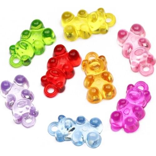 30pcs Mixed Color Bear Charms Beads Cute Transparent Acrylic Beads For Jewelry Making Bracelet Earring Pendant Diy Accessories