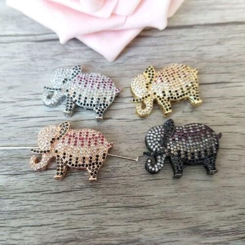 5 Pieces elephant Style Double Bails Connector CZ zircon Micro pave crystal Charm DIY Bracelet necklace Jewelry making C222
