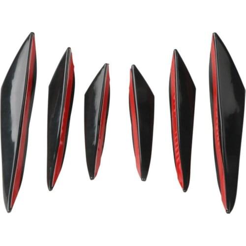 6PCS Car Front Bumper Lip Splitter Fins Body Spoiler Carbon Fiber Pattern Racing Universal Car Body Spoiler Tuning Decor Parts