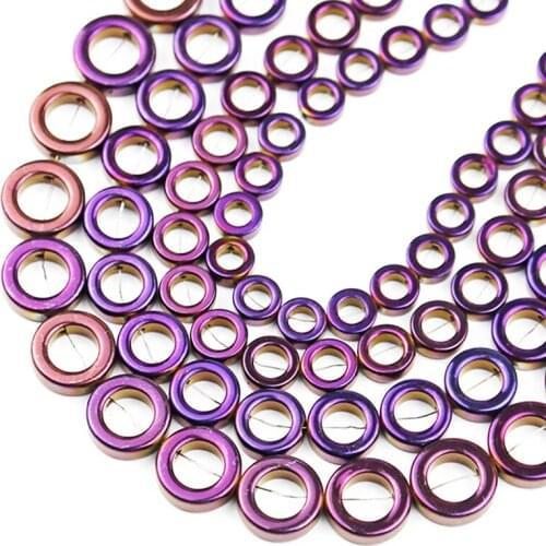 8/10/12/14mm Purple Hematite Beads Natural Stone Round Circle Spacers Loose Beads For Jewelry Making Diy Bracelet Accessories
