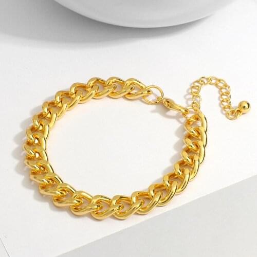 ALLYES Simple Hiphop Rock Gold Plating Link Chain Bracelets for Women Thick Bracelet Bangle Female Jewelry Gifts Pulsera