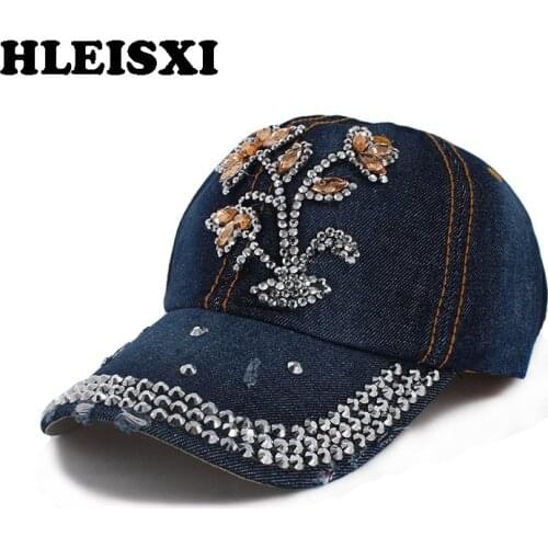 HLEISXI Snapback New Fashion Denim Women Baseball Cap For Female Summer Floral Caps Adult Adjustable Brand Design Bonnet Hat
