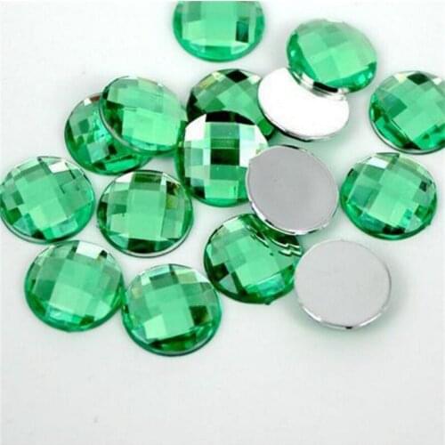 6-30MM DIY Bling Green Round Lattice Faceted Acrylic Rhinestones Flatback Acrylic Stone for Hand Craft Art Decoration