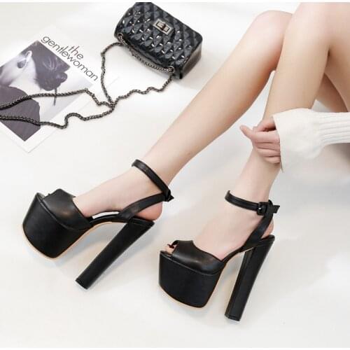 17 Cm Super High Heel Thick with Sandals 2019 New Fish Mouth Waterproof Platform Catwalk Model Womens Sandals Sexy High Heels