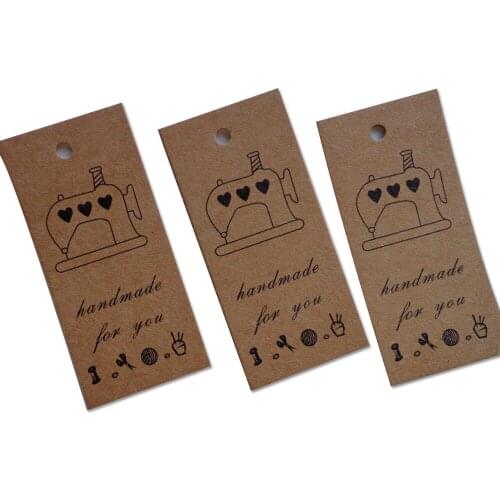 Hand Made Paper Tags With Retro Sewing Machine For Needlework Hand Made Tags For Gift Box Labels For Baking Gift Decorative Labe