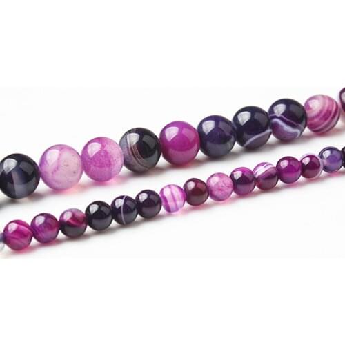 LanLi 4/6/8/10/12mm Coffee Stripe Agates beads fashion Natural stones scattered beads DIY Bracelet neckace Accessories