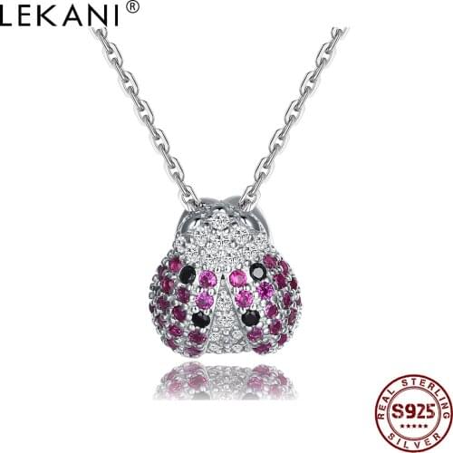 LEKANI 925 Sterling Silver Sparkling Beetle Pendant Necklaces For Women Dazzling Cubic Zircon Necklace Hot Sale Fine Jewelry
