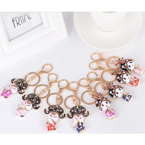 Enamel Chinese Peking Opera Characters Keychain Women Men Jewelry Key Ring Car Wallet Cultural Accessories Z123