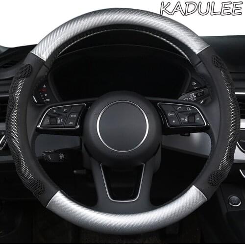 KADULEE Microfiber Leather Car Steering Wheel Cover For Hyundai i20 i30 i40 Tucson Solaris ix35 Creta Santa fe Kona Elantra