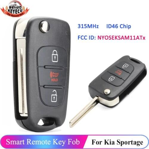 KEYECU 2+1 3 Button 315MHz ID46 Chip FCC: NYOSEKSAM11ATx Flip Remote Key Fob Keyless for Kia Sportage 2010 2011 2012 2013