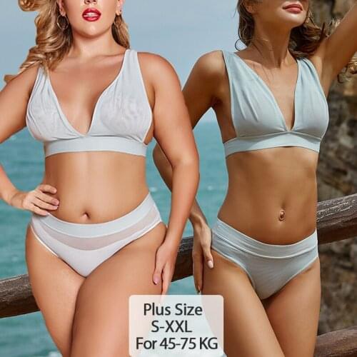 FINETOO Women Deep V Top Mesh Briefs Bra Set Female Sexy Underwear Suit Fashion Breathable Lingerie Girl Spring/Summer Intimates