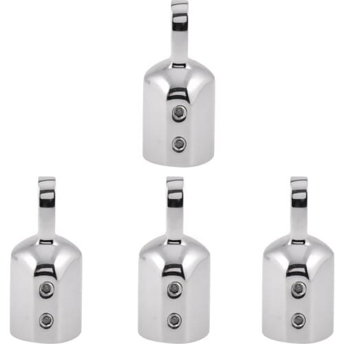 4 Pieces Heavy Duty Marine Boat EyeTube End Cap Stainless Steel Bimini Top Fitting Hardware 25mm Canopy External Pipe Eye End